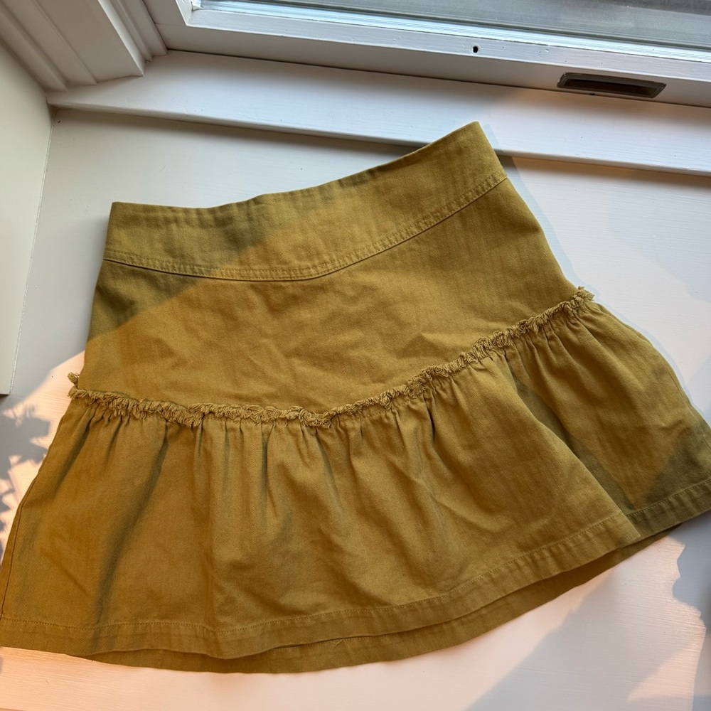 Free People Tan Mini A-Line Skirt with Ruffles